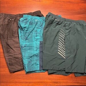 Lot of 3: Men’s Nike Dri-Fit Running Athletic Shorts • teal, green, black